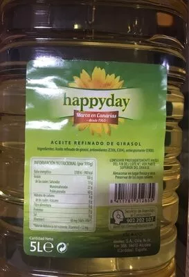 Aceite girasol 5L happyday , code 8411781312855