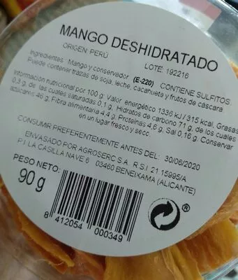 Mango deshidratado prunita 90 g, code 8412054000349