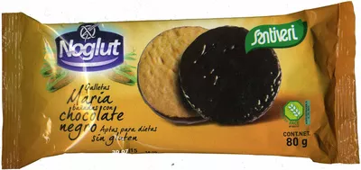 Noglut galletas maría bañadas con chocolate negro Santiveri 80 g, code 8412170029590