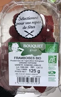 Framboises bio, Espagne, barquette Bouquet Bio, Anecoop 125 g, code 8412276742393