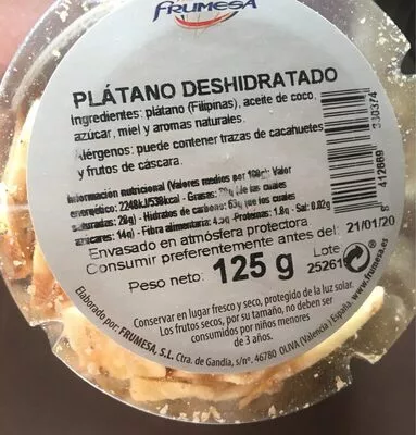 Platano deshidratado frumesa , code 8412669330374