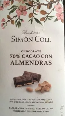 Chocolate cacao con almendras Simon Coll 100 g, code 8413907126704