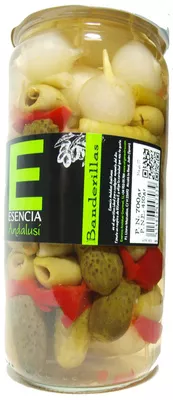 Surtido de encurtidos en banderillas  "Esencia Andalusí" Esencia Andalusí 700 g (neto), 410 g (escurrido), code 8414606447039