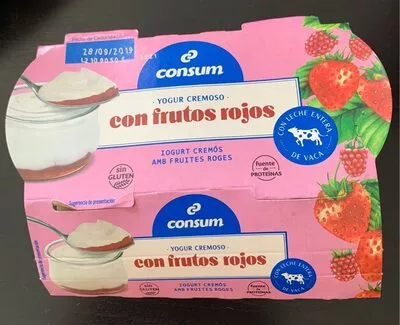 Yogur cremoso con frutos rojos Consum 2 x 125 g, code 8414807545619