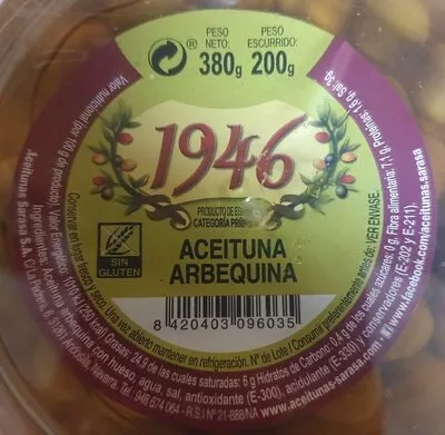 Aceituna arbequina 1946 380 g, code 8420403096035