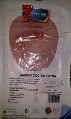 Jamón cocido extra 7 Hermanos 100 g, code 8421195210210