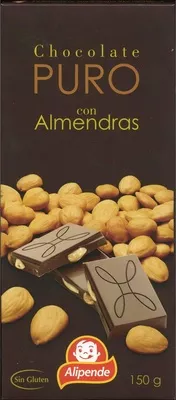 Tableta de chocolate negro con almendras 47% cacao Alipende 150 g, code 8421691838420