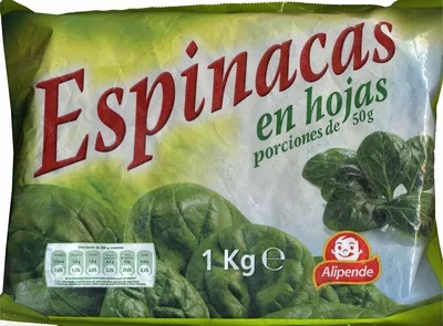 Espinacas en hojas Alipende 1 Kg, code 8421691845275