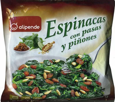 Espinacas con pasas y piñones Alipende 450 g, code 8421691849419