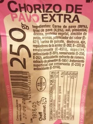 Chorizo de pavo extra  , code 8421764132561