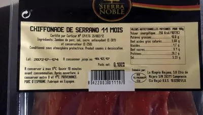 Chiffonnade Serrano Sierra Noble 100 g, code 8422003011197