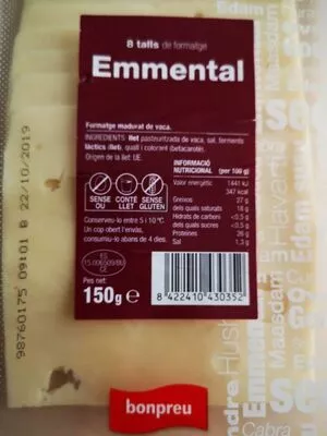 Formatge Emmental Bonpreu 150 g, code 8422410430352