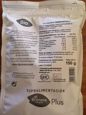 Psyllium 150GR Bio E. g El Granero INTEGRAL 150 g, code 8422584041026