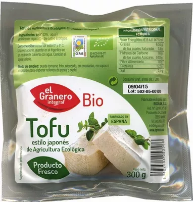 Tofu estilo japonés de agricultura ecológica El Granero 300 g (neto), code 8422584053586