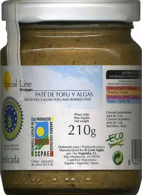 Paté vegetal  de tofu y algas Special Line 210 g, code 8422791004906