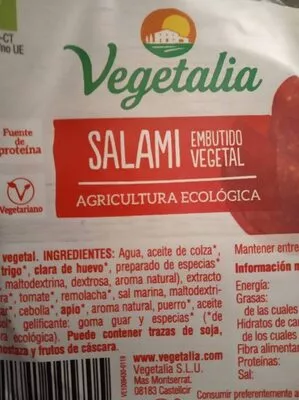 Salami embutido vegetal Vegetalia 100 g, code 8422791005705