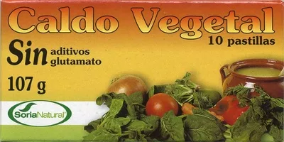 Caldo vegetal sin glutamato Soria Natural 107 g (10 x 10,7 g), code 8422947060404