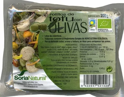 Tofu ecológico en rollitos con olivas Soria Natural 200 g (2 x 100 g), code 8422947521028