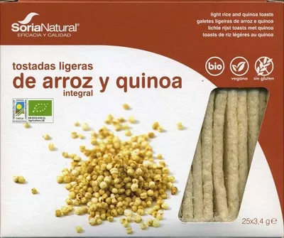 Tostadas ligeras de arroz y quinoa Soria Natural 85 g (25 x 3,4 g), code 8422947805050