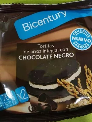 Tortitas arroz integral con Choc negro Bicentury 32,6 g (2 x 16,3 g), code 8423207206518