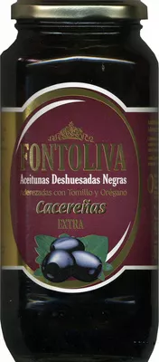 Aceitunas negras deshuesadas "Fontoliva" Variedad Cacereña Fontoliva 900 g (neto), 450 g (escurrido), 935 ml, code 8424536924531