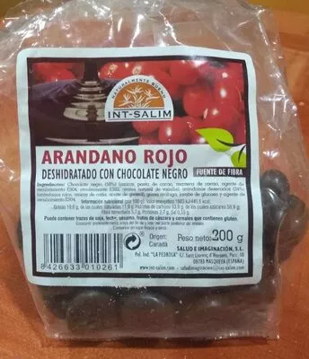 Arandano rojo deshidratado de chocolate negro Int-salim , code 8426633010261