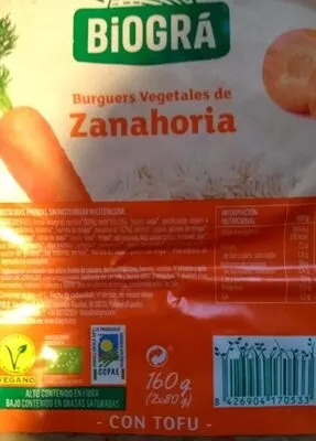 Burger vegetales de zanahoria biogra , code 8426904170533