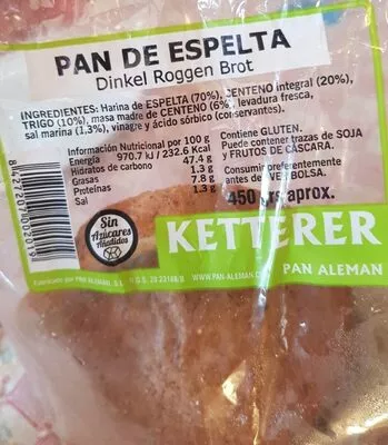 Pan  de espelta Ketterer 450 g, code 8427207002019