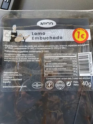 Lomo embuchado Nico 40 g, code 8427926103943