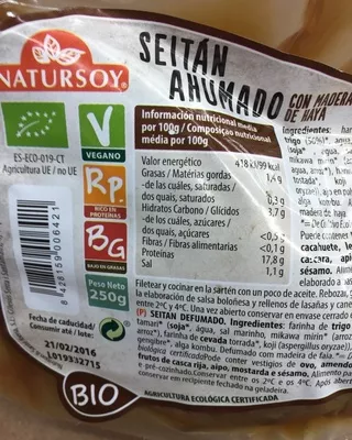 Seitán ahumado Natursoy 250 g, code 8428159006421