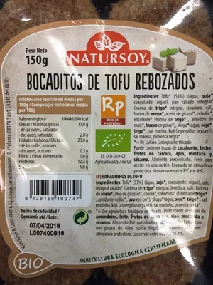 Bocaditos de tofu rebozados Natursoy 150 g, code 8428159100747