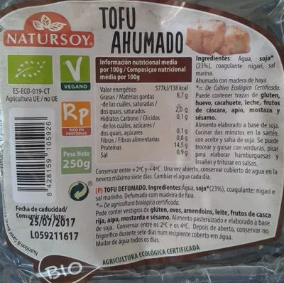 Tofu Ahumado Natursoy 250 g, code 8428159105926