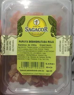 Papaya deshidratada roja Sagacor , code 8428489192351