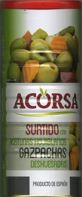 Aceitunas verdes deshuesadas aliñadas "Acorsa" Variedad Hojiblanca Acorsa 1400 g (neto), 600 g (escurrido), code 8428916025191