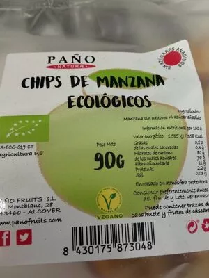 Chips de manzana ecológicos Paño 90 g, code 8430175873048