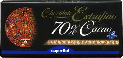 Tableta de chocolate negro 70% cacao SuperSol 150 g, code 8430803015529