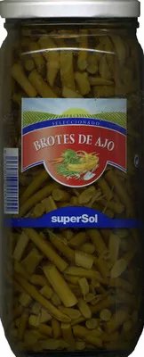 Ajos tiernos troceados en conserva SuperSol 660 g (neto), 350 g (escurrido), 720 ml, code 8430803018155