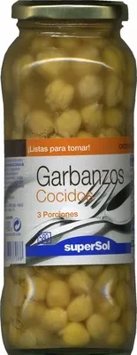 Garbanzos cocidos en conserva SuperSol 560 g (neto), 400 g (escurrido), 580 ml, code 8430803037088