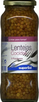 Lentejas cocidas SuperSol 560 g (neto), 400 g (escurrido), 580 ml, code 8430803037095