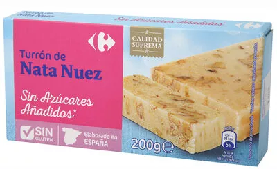 Turrón nata-nuez sin azúcar Carrefour 200 g, code 8431876038439