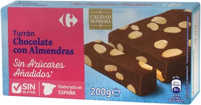 Turrón chocolate con almendra sin azúcar Carrefour , code 8431876038453