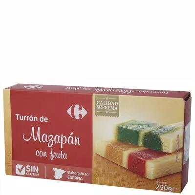 Turrón mazapan fruta Carrefour 250 g, code 8431876038521