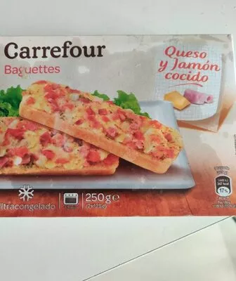 Baguette Queso y jamón cocido Carrefour 2 x 125 g, code 8431876049602