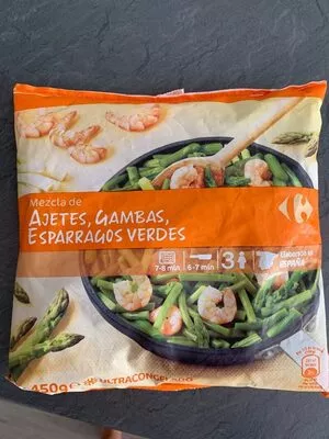 Mezcla de ajetes, gambas y espárragos verdes Carrefour 450 g, code 8431876147148