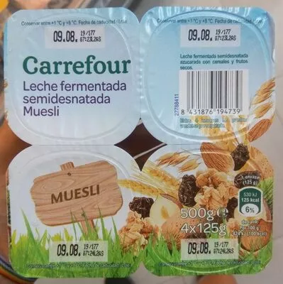 Leche fermentada semidesnatada Muesli Carrefour 125 g, code 8431876194739