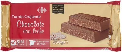 Turrón de chocolate crujiente con leche Carrefour 250 g, code 8431876244328