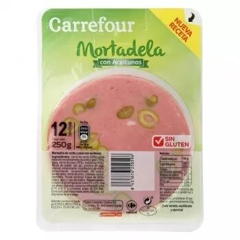 Mortadela con aceitunas lonchas Carrefour , code 8431876250596