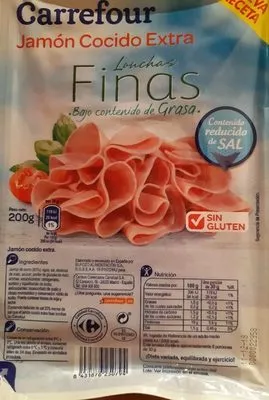 Jamon Cocido Extra Finas Lonchas Red.Sal Carrefour, CRF Específicos - Sal , code 8431876250794