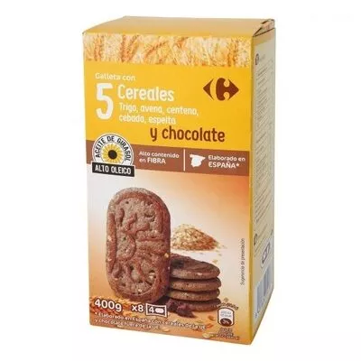 Galletas desayuno 5 cereales chocolate Carrefour , code 8431876254167