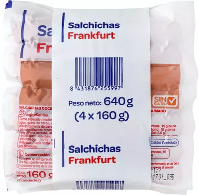 Salchichas frankfurt Carrefour 640 g, code 8431876255997